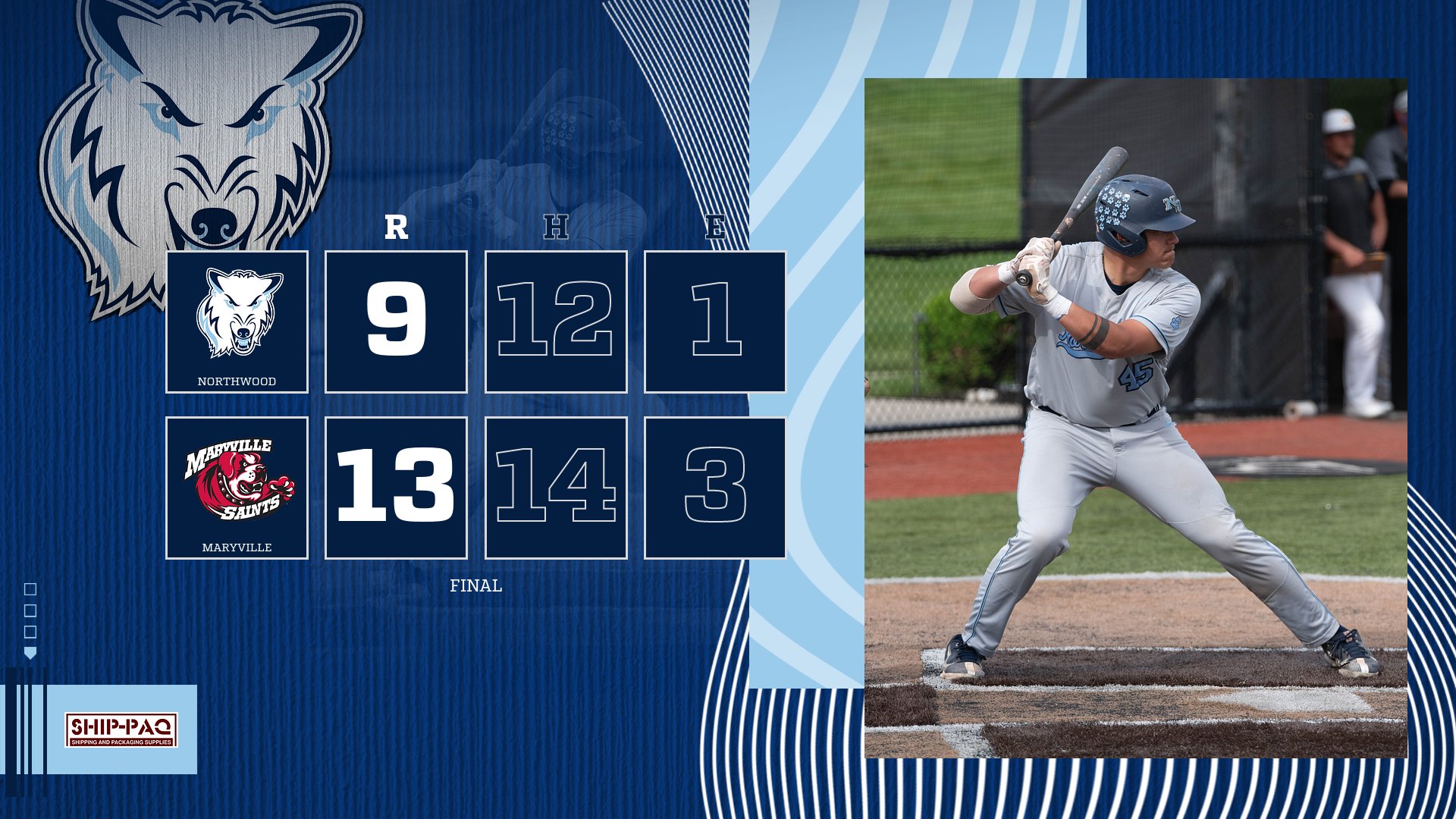 Baseball Falls At Maryville 13-9 - Matt Magno Sets Northwood Career RBI Record