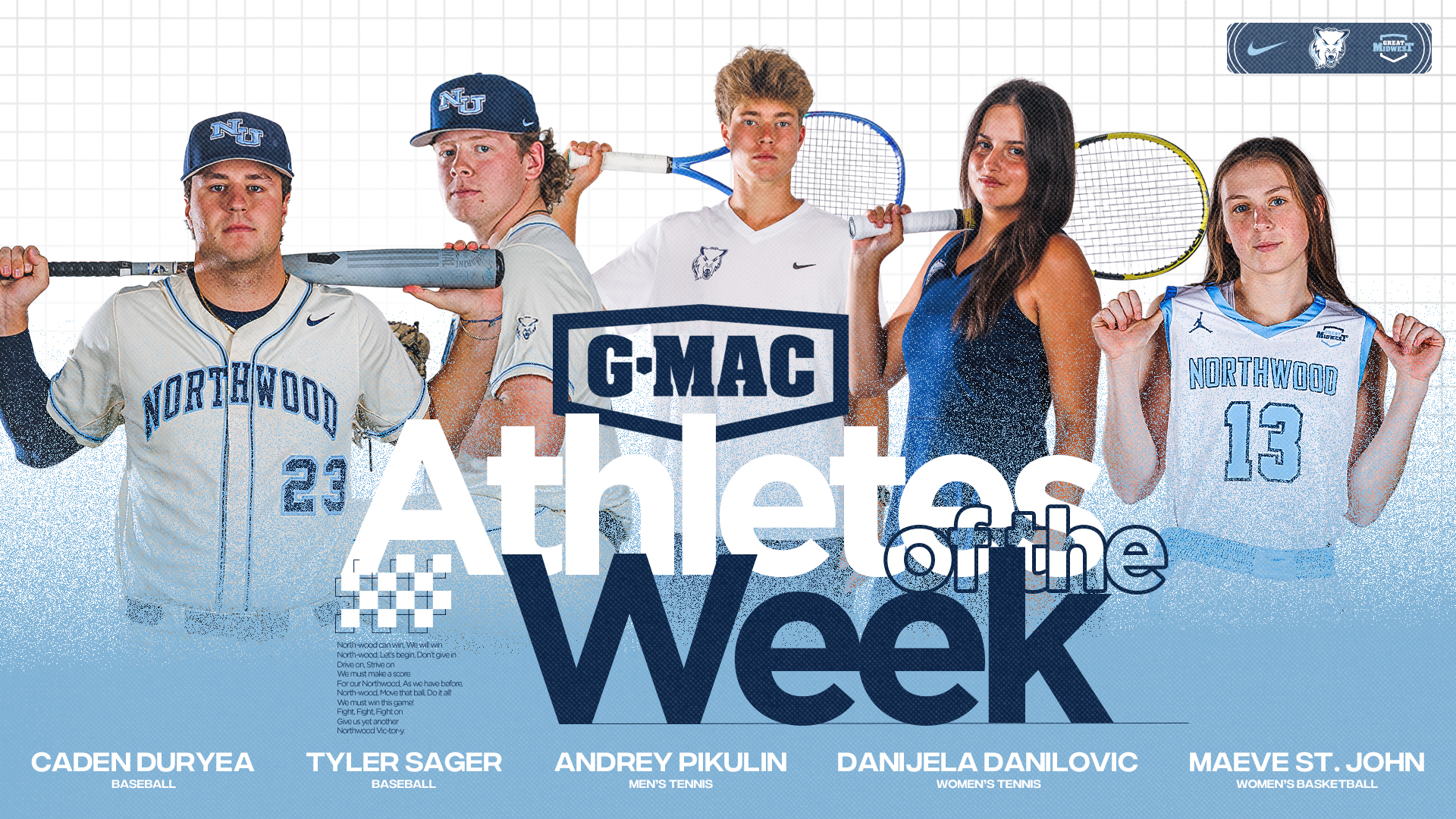 Northwood Earns Five G-MAC Athletes of the Week
