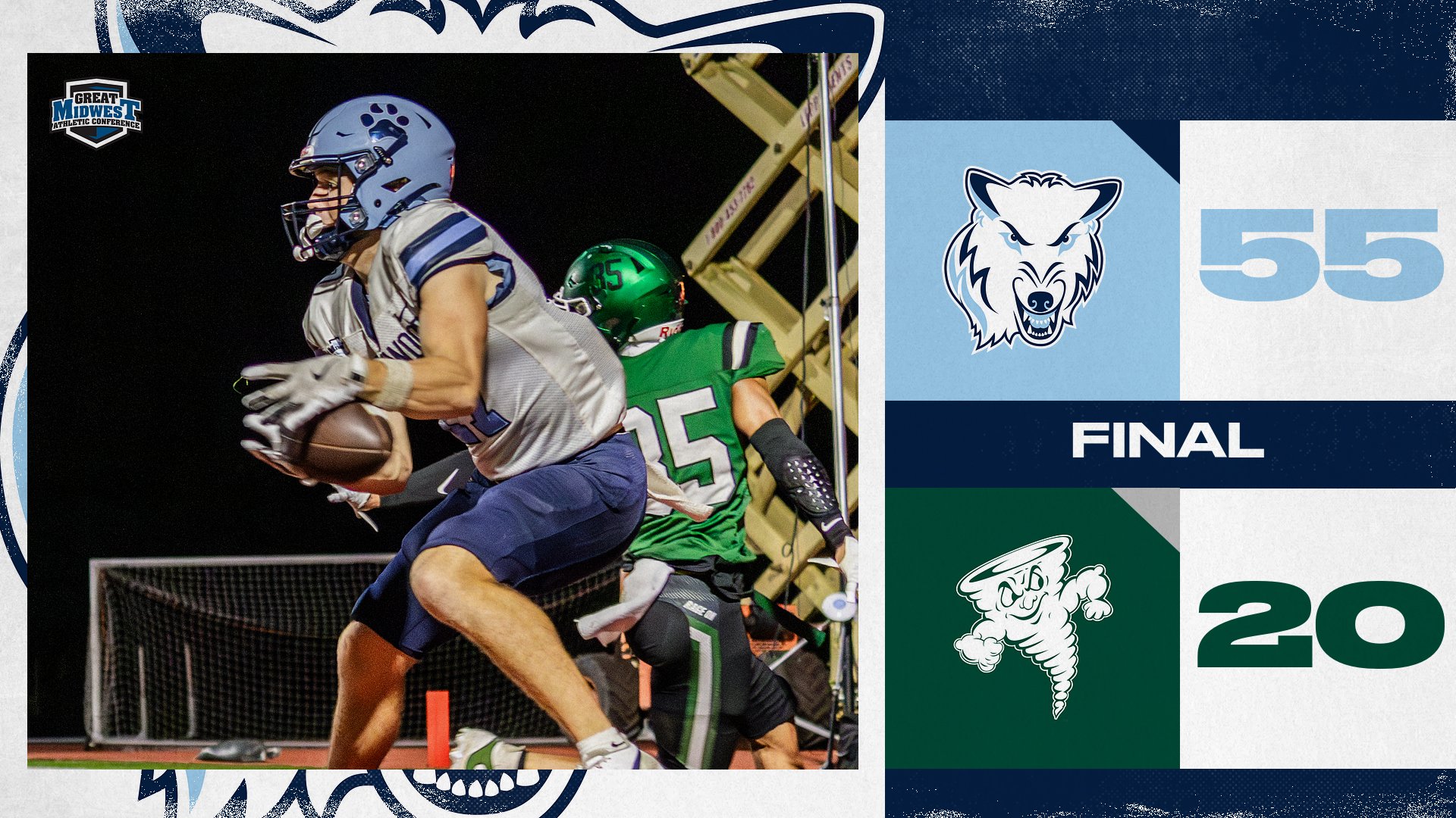 Football Moves To 3-1 With 55-20 Victory At Lake Erie