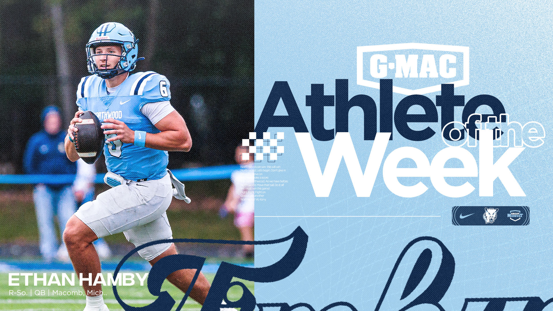 Ethan Hamby Named G-MAC Football Offensive Player of the Week