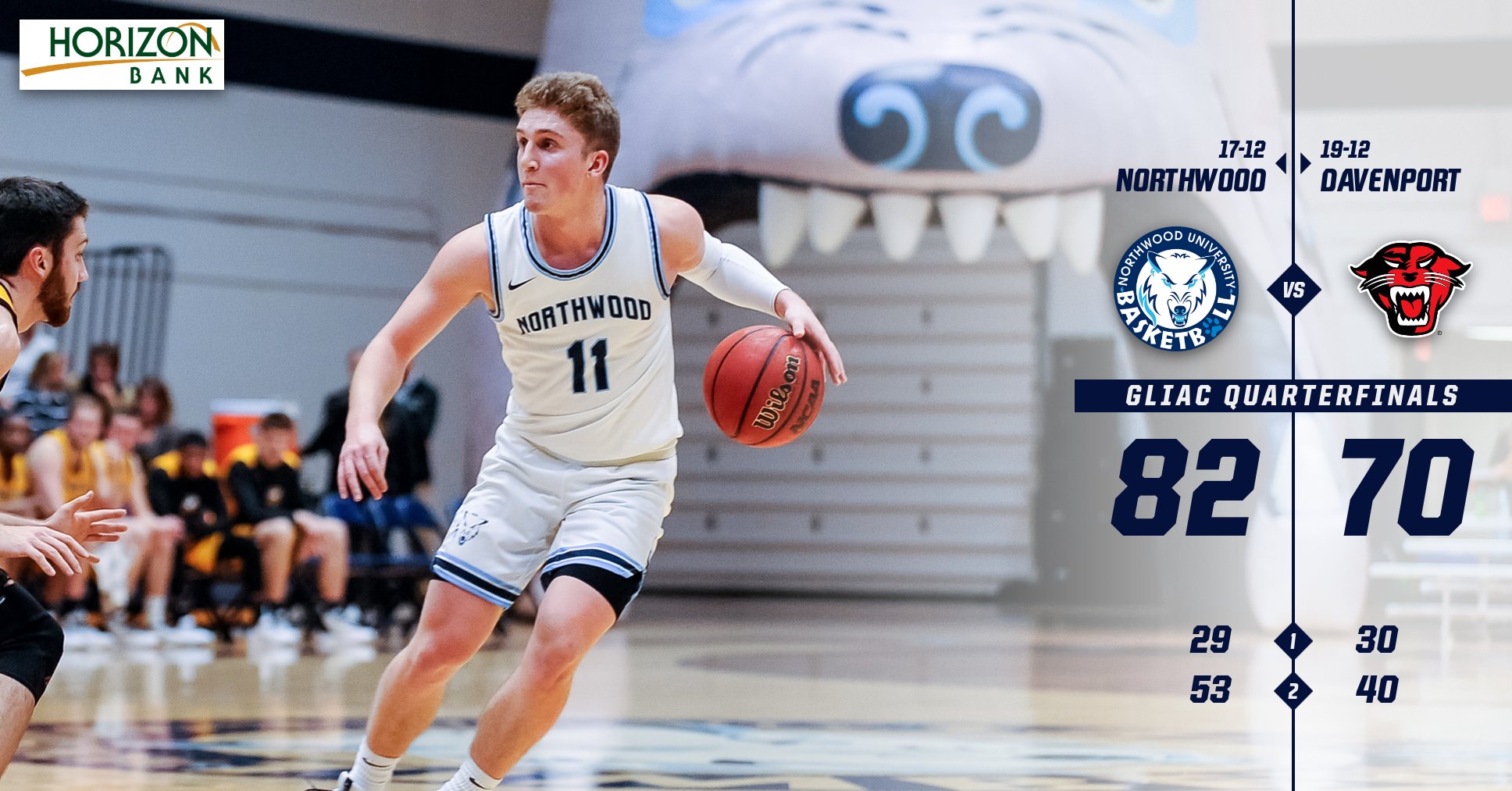 Men's Basketball Earns 82-70 GLIAC Tournament Win Over Davenport