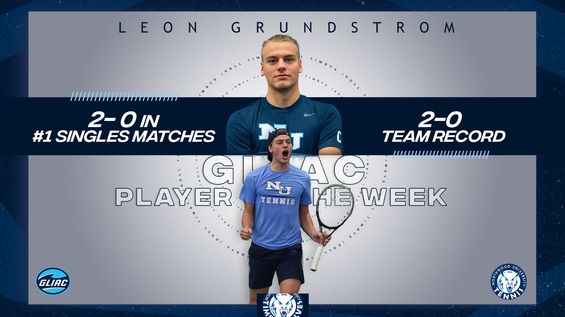 Leon Grundstrom Named GLIAC Men's Tennis Player of the Week