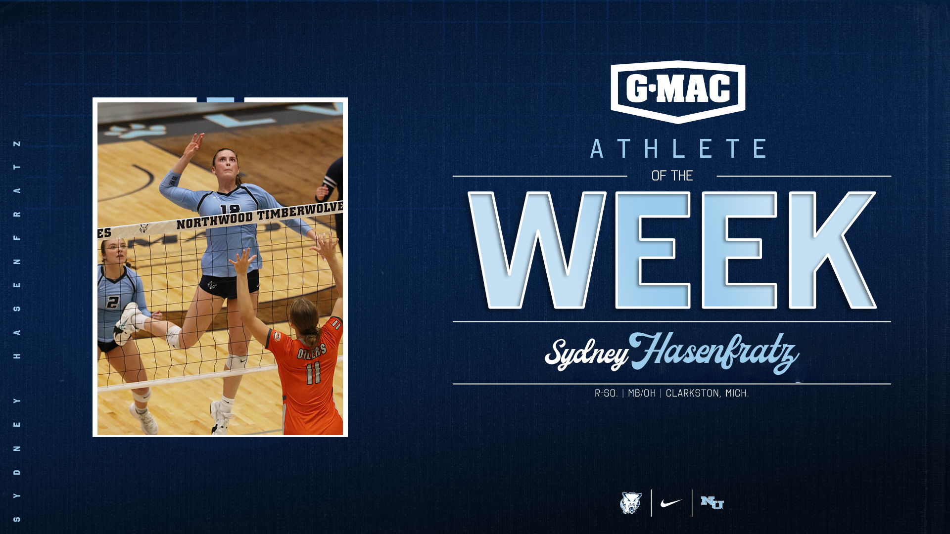 Sydney Hasenfratz Earns Third G-MAC Offensive Athlete of the Week Honor of the Season